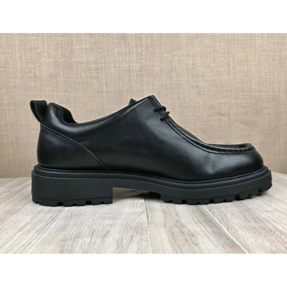Zara Black Leather Chunky Platform Loafers Lace Up Lug Soles Mens EU 44 US  11